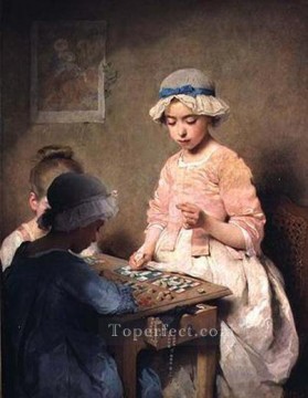  Game Painting - the game of lotto women Charles Joshua Chaplin